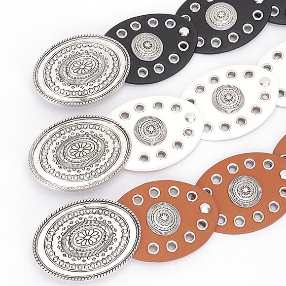 Vegan Leather Western Concho Statement Belt - Picture 4 of 6